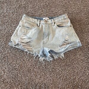 Forever 21 Light Blue Distressed Denim Cutoff Shorts